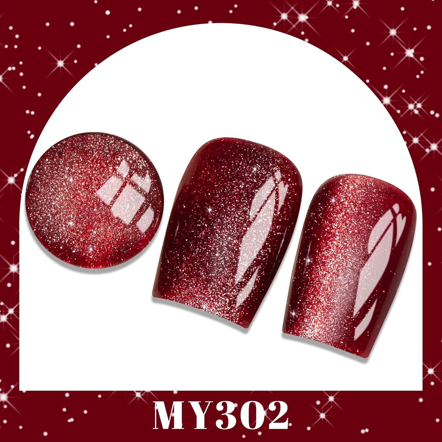 YTD Likomey Cat Eye Gel Nail Polish,Berry Red 15ml Translucent Neutral Jelly Glitter Sheer UV Magnet Blood Red Fall Winter UV Color Varnish with Magnetic Stick,MY302