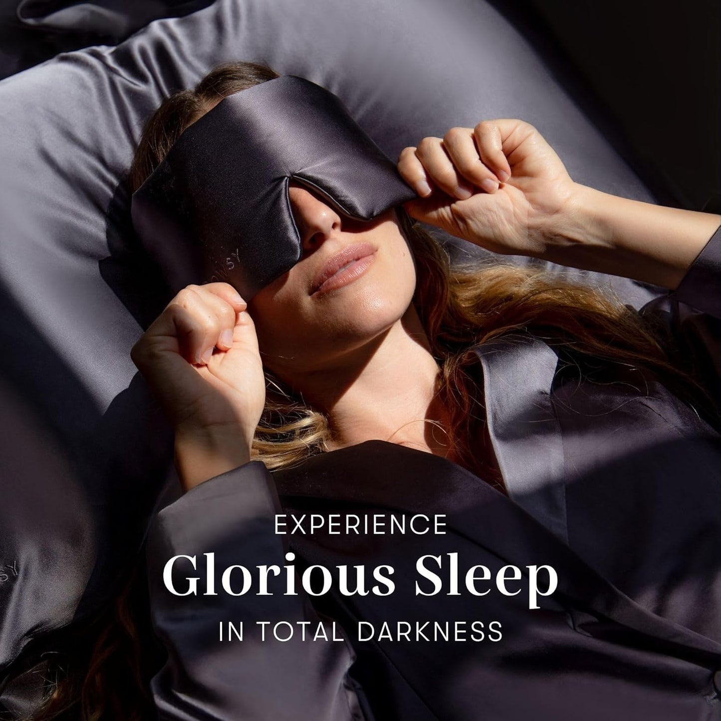 DROWSY Silk Sleep Mask. Face-Hugging, Padded Silk Cocoon for Luxury Sleep in Total Darkness. (Moonlight Shadow)