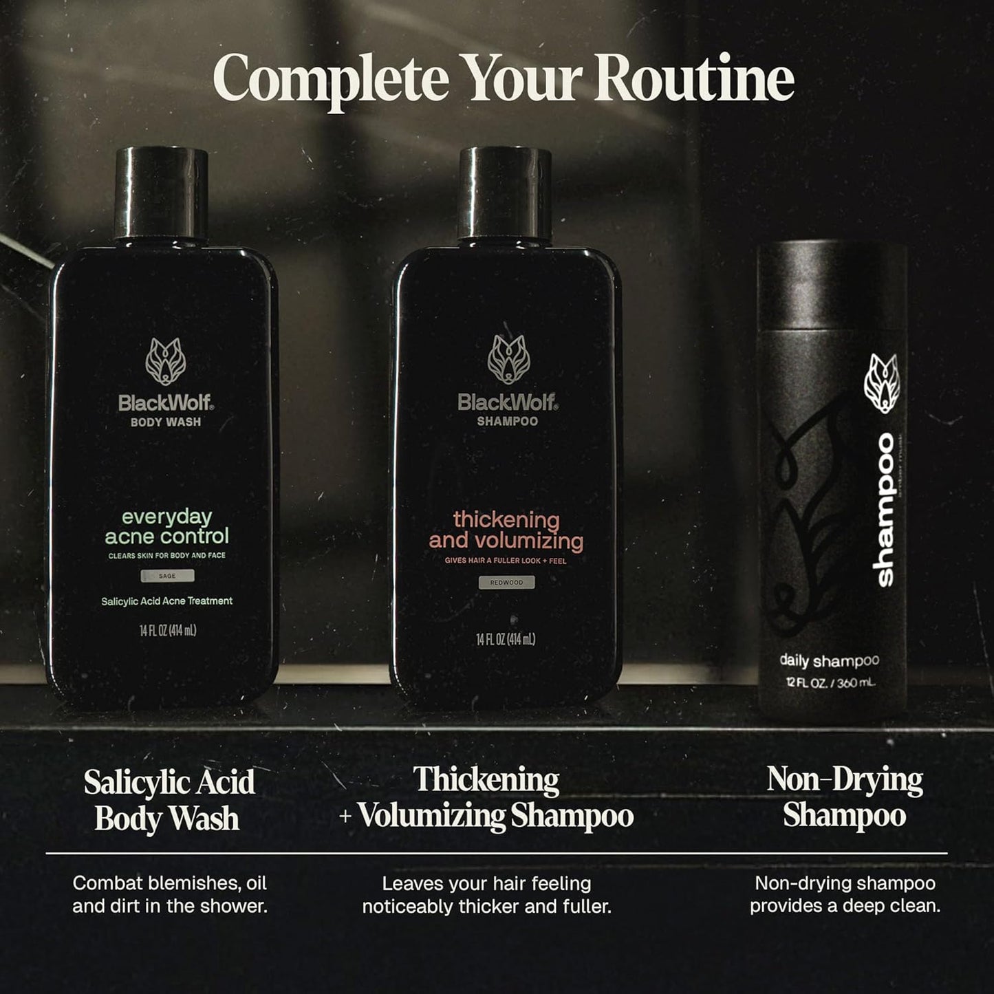 Black Wolf Sonic Scalp Head Massager & 100% Pure Argan Oil Bundle - Hair Care Products for Healthy Looking Hair & Scalp - Men's Shower & Bathroom Essentials Set