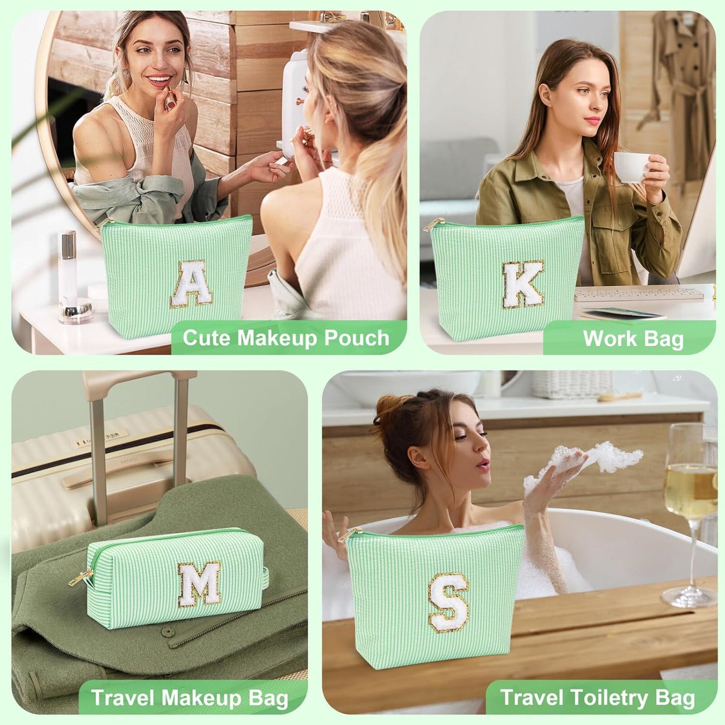 YOOLIFE Tween Girls Trendy Stuff - Gifts for Women: Birthday, Graduation, Mothers Day, Bridesmaid, Teacher, Sister; Initial Makeup Bag - Cosmetic Travel Bag