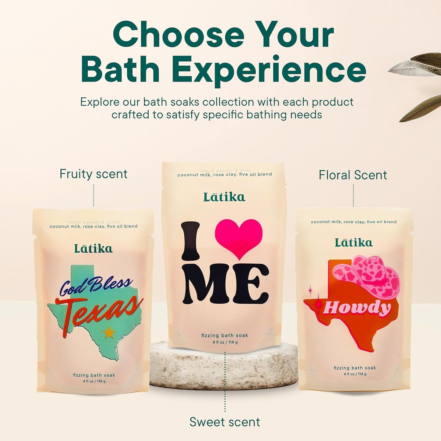Bath Soaks Set of 3 - Texas, Howdy, I Heart Me - Moisturizing Fizzing Bath Soak for Stress Relief & Muscle Recovery with Essential Oils, Epsom Salt & Natural Scents - Self-Care Spa Gift