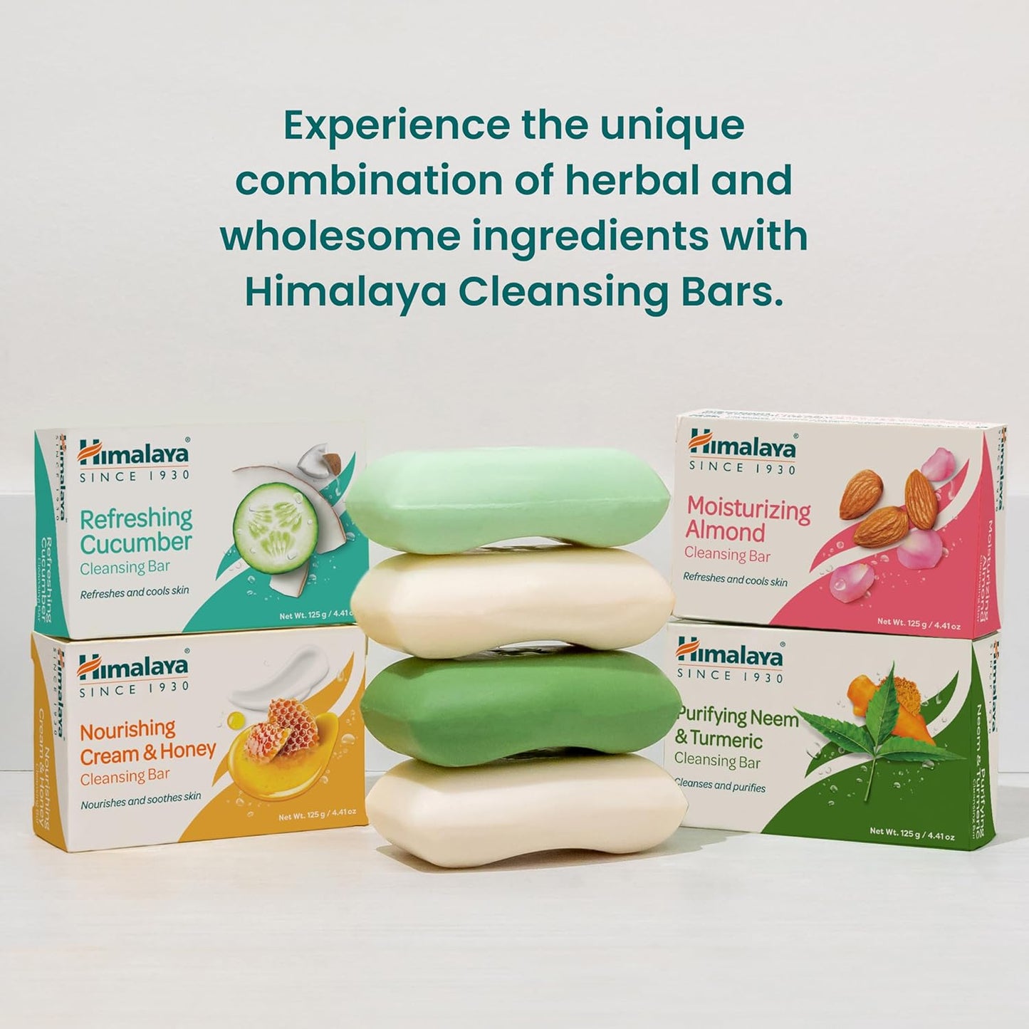 Himalaya Moisturizing Almond Cleansing bar, Body Soap for Soft and Healthy-Looking Skin 4.41 oz/125 g, 6 Pack