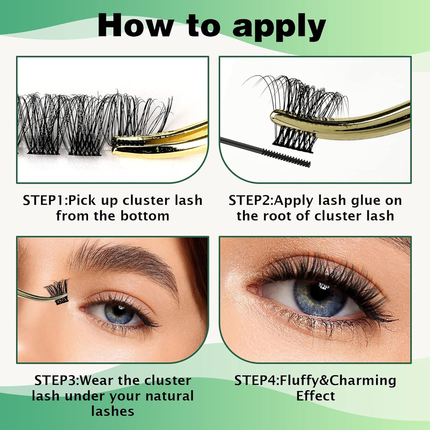 Lash Clusters 96pcs Individual Lashes D Curl 16mm Cluster Lashes KEYYOU Volume Wispy Lash Extension Soft&Comfortable Easy DIY at Home(Y11 D-16mm)