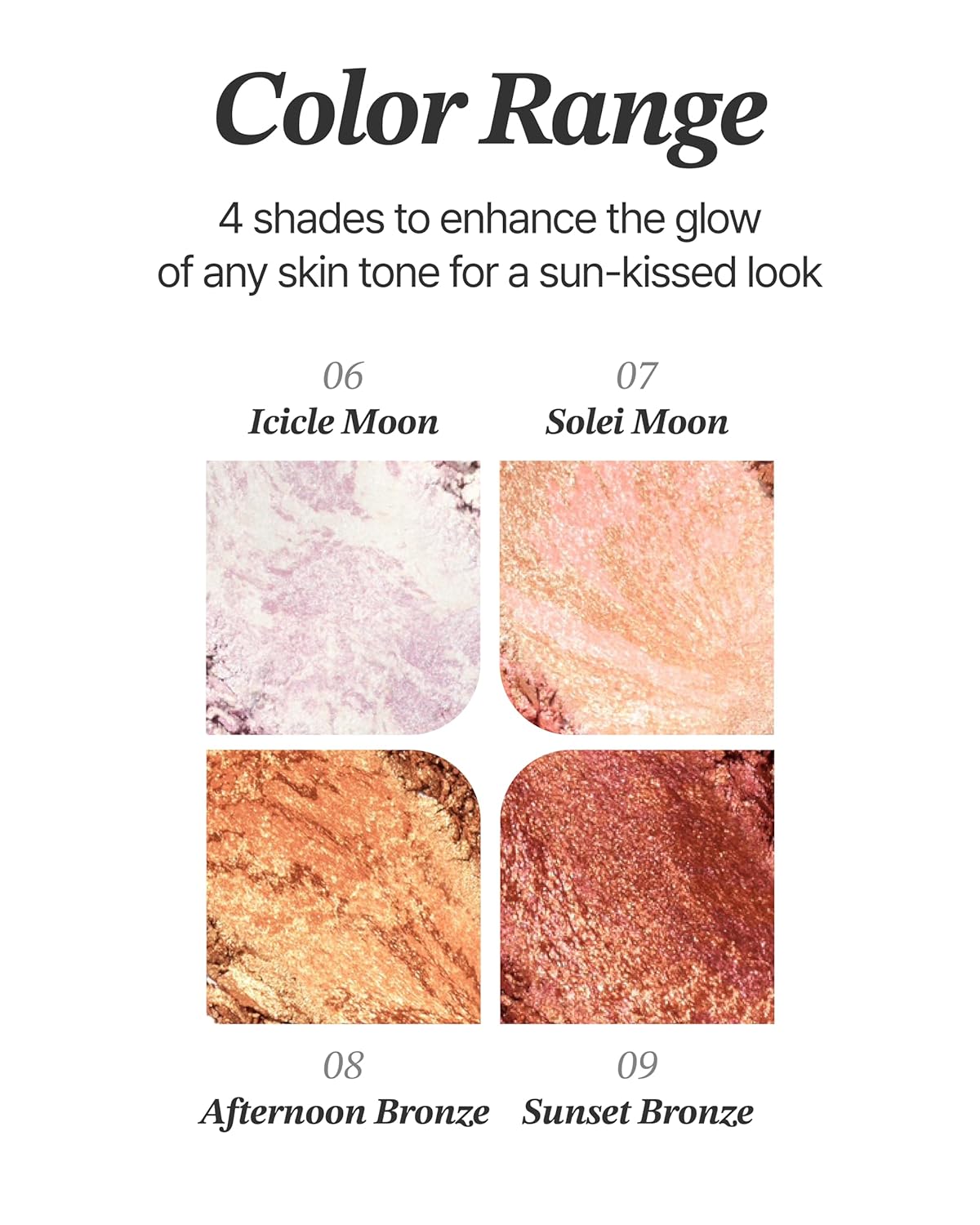 Glint Marble Highlighter (Solei Moon, 0.08oz) - Korean Makeup. Inspired Baked for Smooth, Radiant Glow, Long-Lasting Wear. Enriched with Micro Pearl Particles