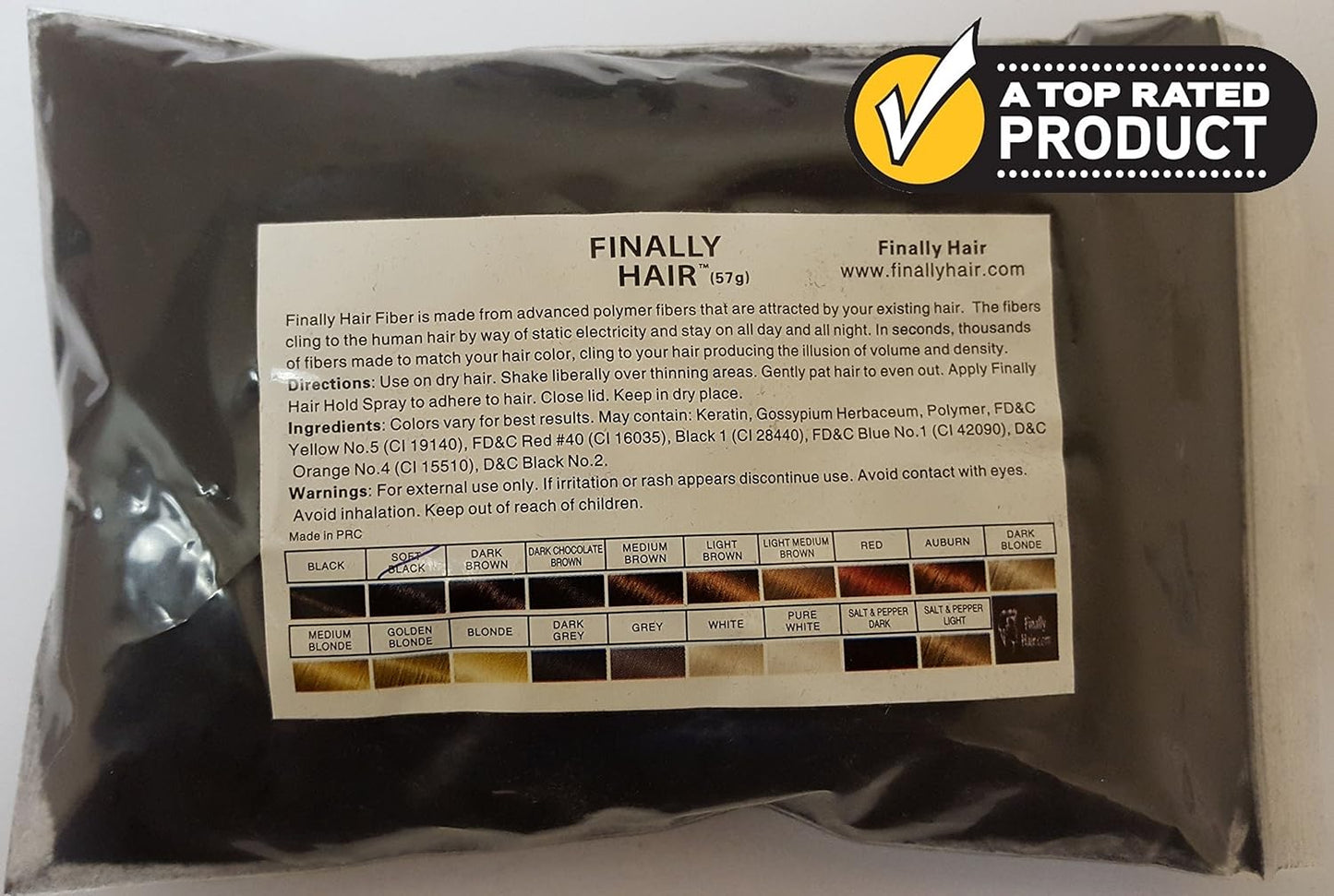 50g Hair Building Fibers - 50 Gram Refill - Refill Your Existing Fiber Bottle - Hair Filler Fibers - by Finally Hair (50g 50gr 50gram 50 G Gr Dark Salt & Pepper - Soft Black with a touch of Gray)