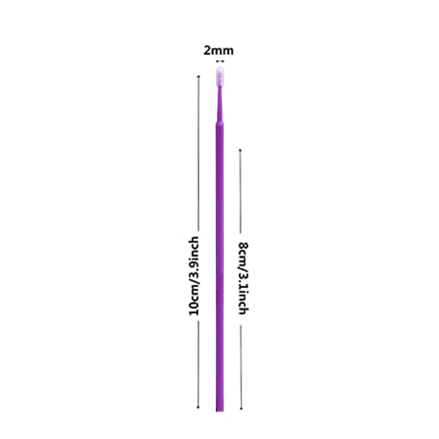 600PCS Microswabs for Eyelash Extensions，Micro Applicators Brush for Cleaning and Applying Make-up Purple (Head Diameter: 2.0mm)