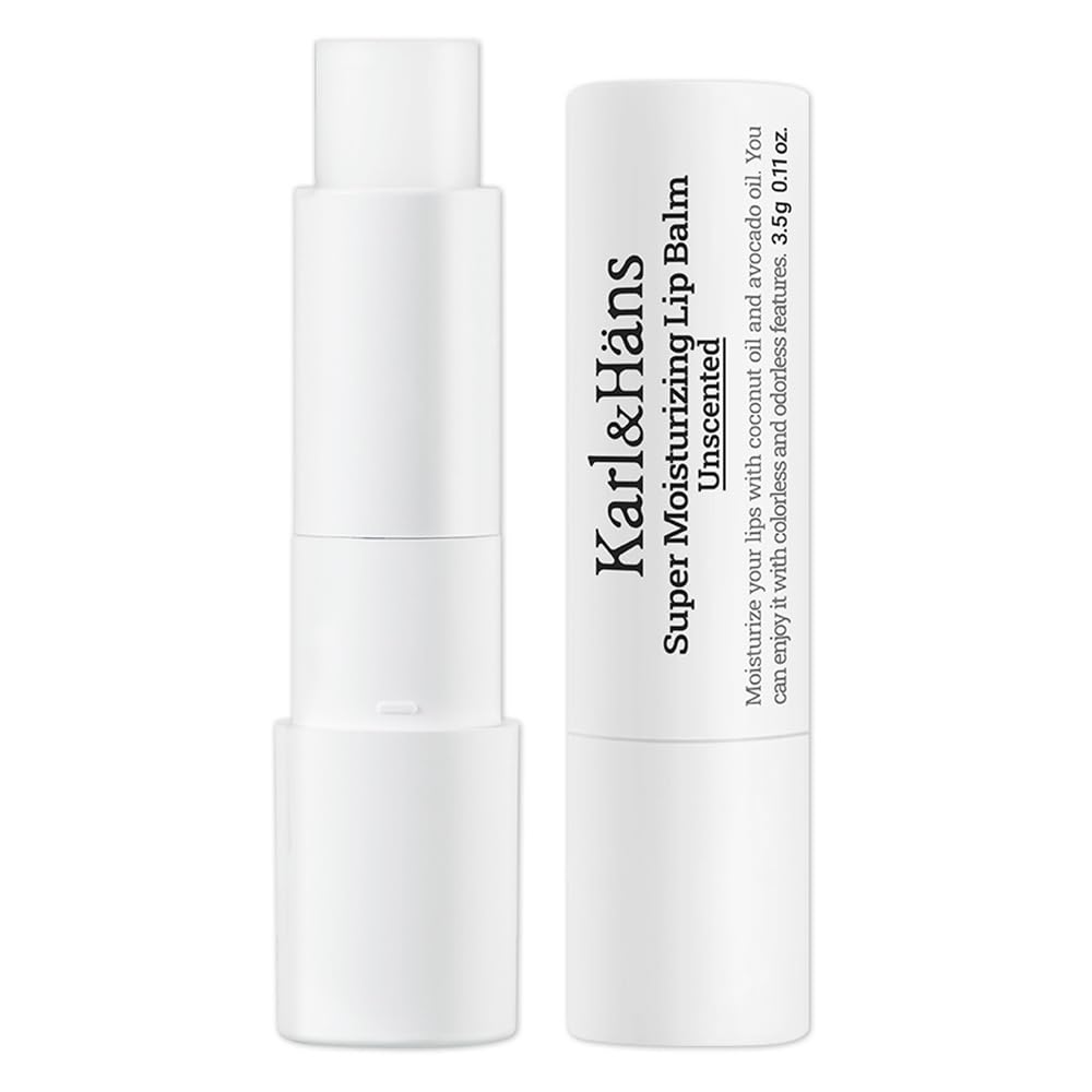 Karl&Hans Super Moisturizing Lip Balm - Unscented with Coconut & Avocado Oil for Lip Repair and Care, Soothes and Hydrates Dry Lips with Natural and Nourishing Formula - 1 Count