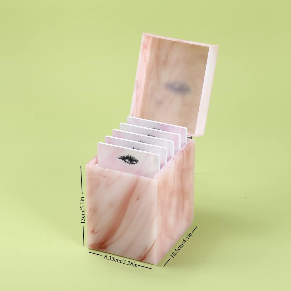 5 Layers Acrylic Eyelash Storage Box, Makeup Eyelashes Extension Close-Packed Display with 5 Pallets, Grafting False Eyelashes Glue Pallet Holder Display Organizer (5 Layer Marble Pink)