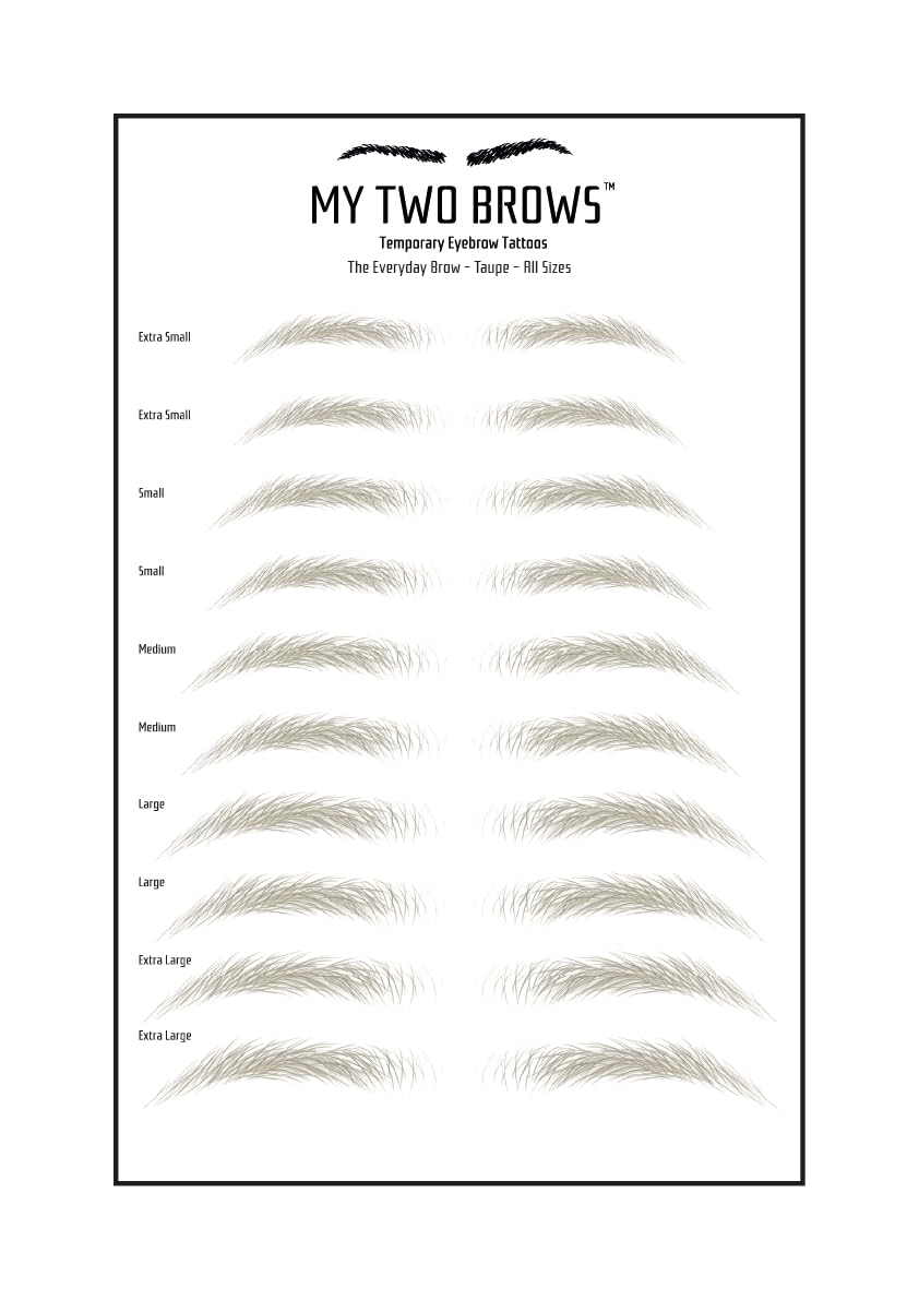 (10 pairs) Taupe Temporary Eyebrow Tattoo - Extra Small Size - Waterproof & Smudgeproof - Everyday Brow Style Eyebrow Stickers - Sheet Lasts up to 30 Days - Won't Work on Existing Brows