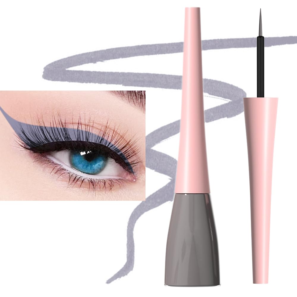 evpct 1Pcs Grey Liquid Eyeliner Makeup Waterproof Grey Eye Liners for Women, Eyes Wing Eyeliner Stamps Shapes Colored Eyeliner delineador de ojos a prueba de agua contra el agua blanco para ojos