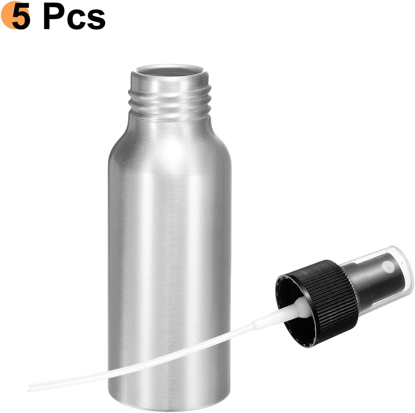 HARFINGTON 5pcs Aluminum Fine Mist Spray Bottles 80ml/2.7oz Metal Small Liquid Alcohol Refillable Travel Container with Black Plastic Nozzle Cap for Perfume Skincare Cosmetic Storage Bottle