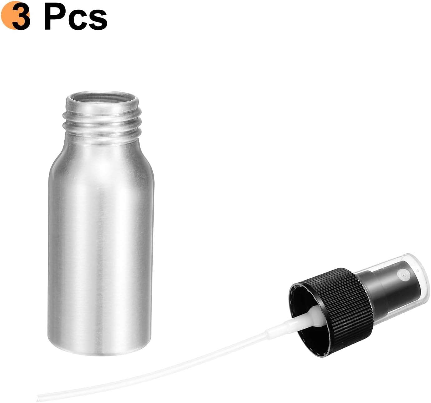 HARFINGTON 3pcs Aluminum Fine Mist Spray Bottles 30ml/1oz Metal Small Liquid Alcohol Refillable Travel Container with Black Plastic Nozzle Cap for Perfume Skincare Cosmetic Storage Bottle