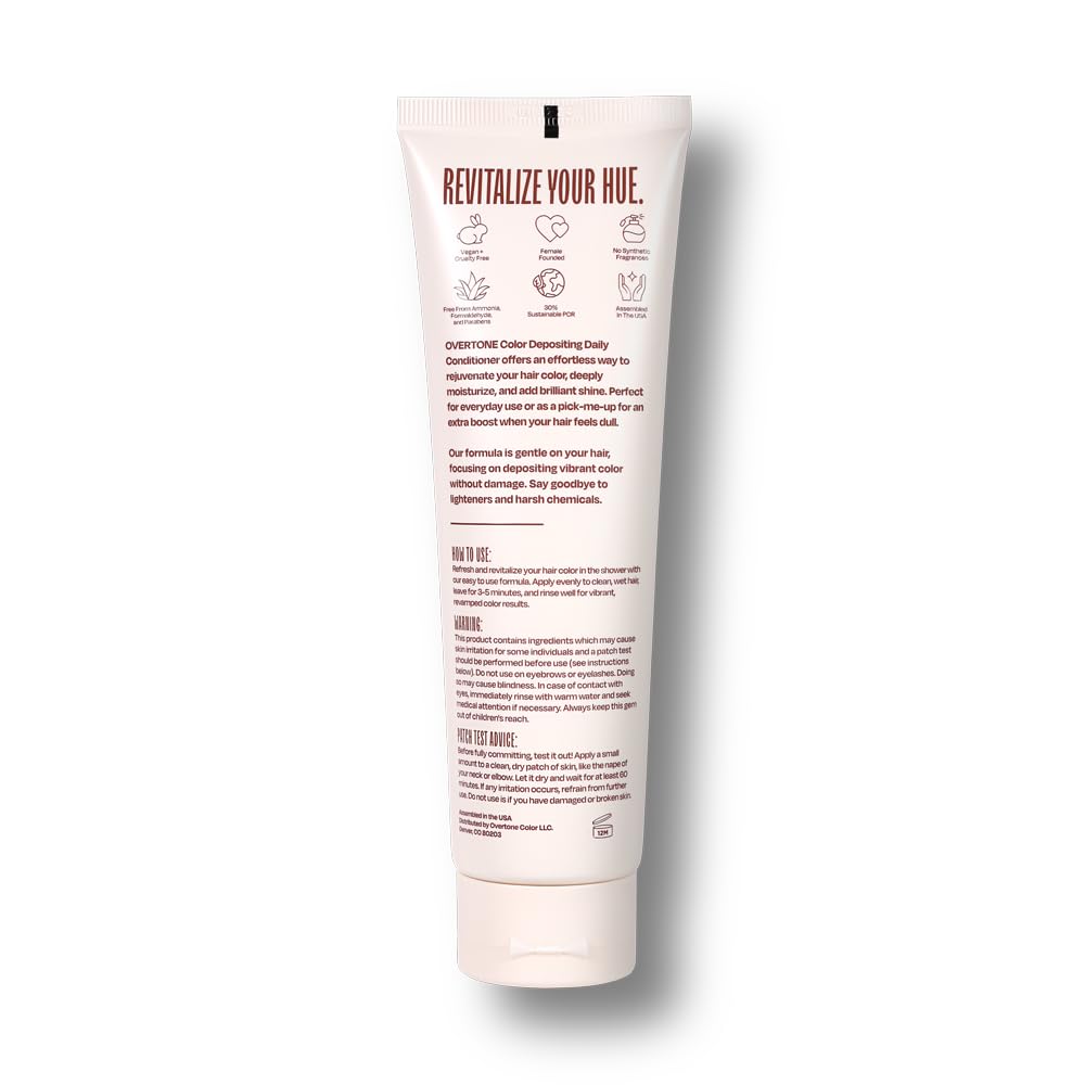 oVertone Daily Color Depositing Conditioner for Dyed & Natural Hair - 4.5oz Temporary Coloring with Shea Butter & Coconut Oil - Refresh Color & Prevent Fading - Vegan & Cruelty-Free, Cherry Chestnut
