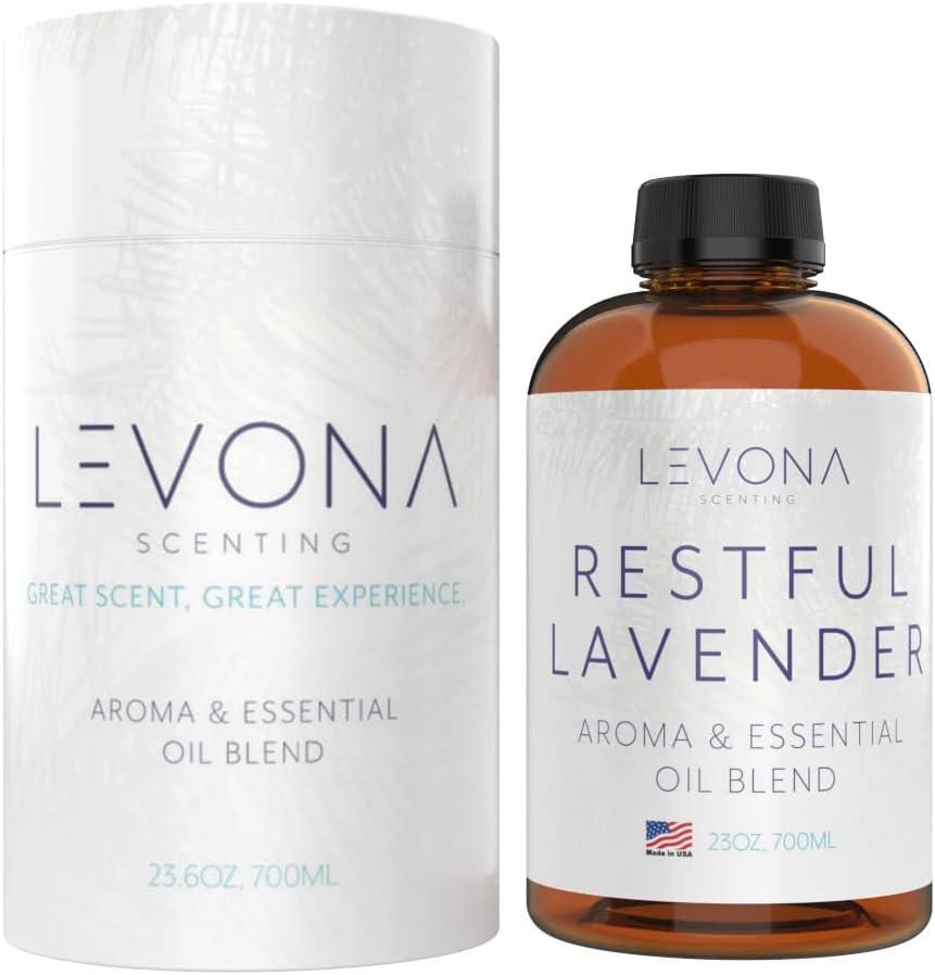 Levona Scents Pure Essential Oils for Diffusers for Home Luxury Scents - Restful Lavender Essential Oil is A Floral Blend of Eucalyptus, Bergamot, Lavender - Aroma Diffuser Oil