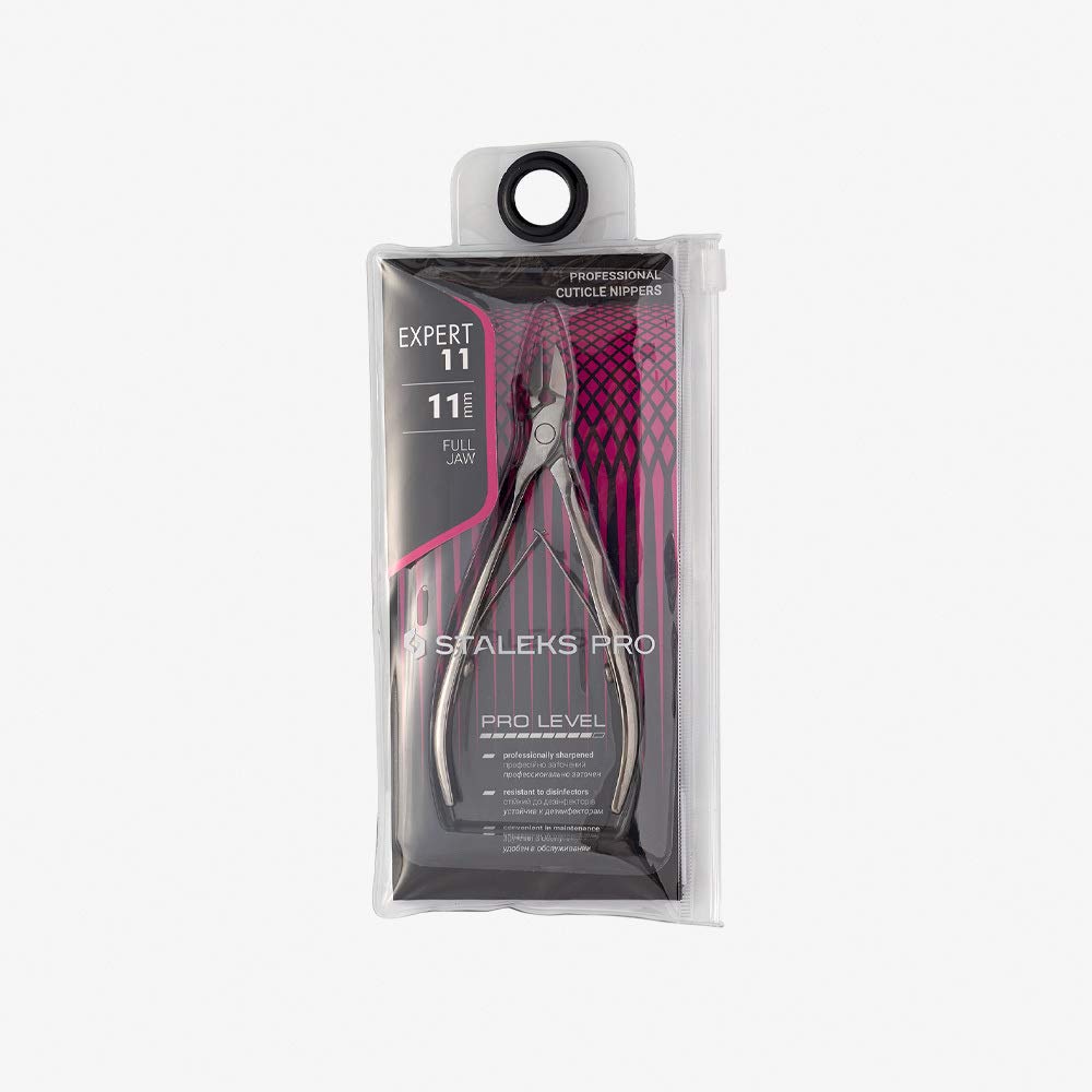 Staleks EXPERT 11 Cuticle Nippers 11 mm – Elongated Ergonomic Handles – Straight Blades with Protrusion for Efficient Trimming