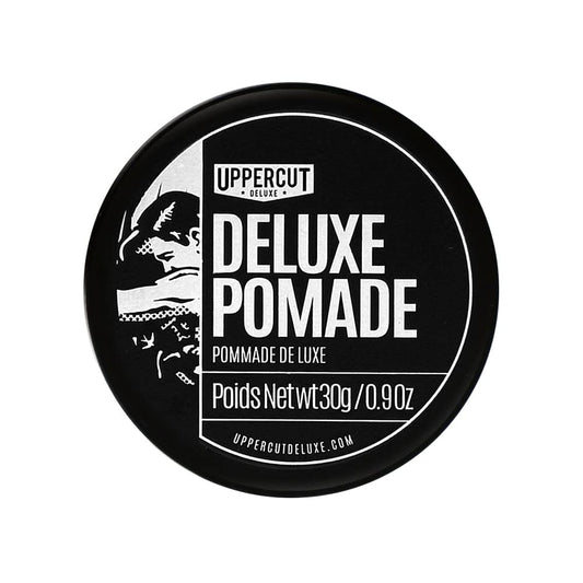UPPERCUT DELUXE Deluxe Pomade, 0.9 oz / 30g - Strong Hold, High Shine Hair Pomade – Water-Based, Easy Washout – Classic Barber Styling for Slick Backs, Side Parts & Pompadours