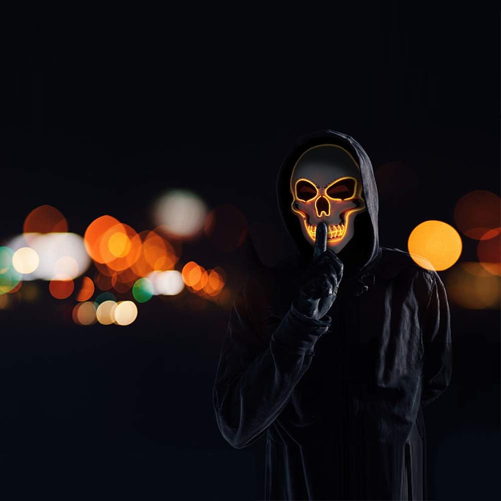 OceanWings Halloween Mask LED Light up Costumes Scary Mask for Party Supplies Favor