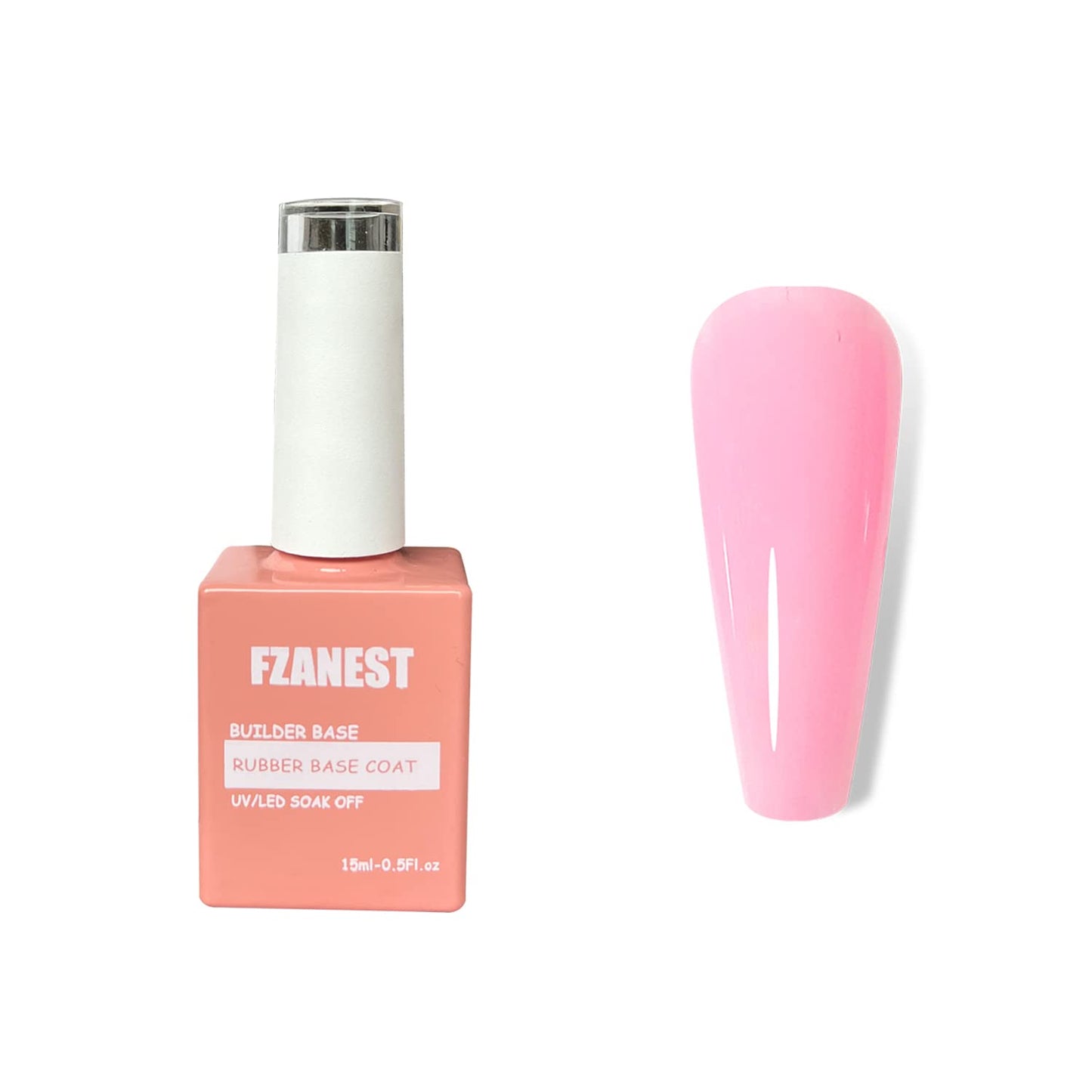 FZANEST Rubber Base Builder Gel For Nails, Sheer Color Gel Polish Elastic Rubber Base Coat For Nail Thickening Extension 15ml (Baby Pink)
