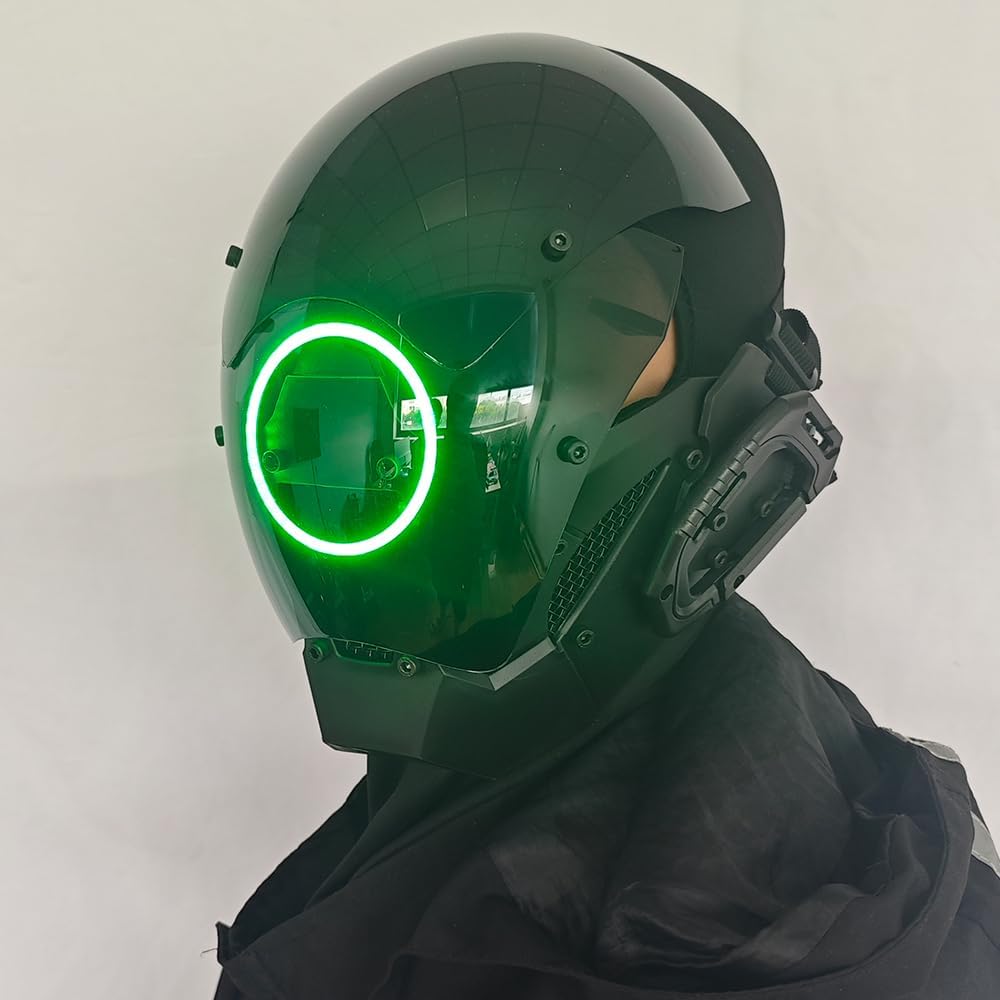 KYEDAY Punk Mask Cosplay for Men, LED Round Light Mask for Women Cosplay Halloween Fit Party Music Festival Accessories