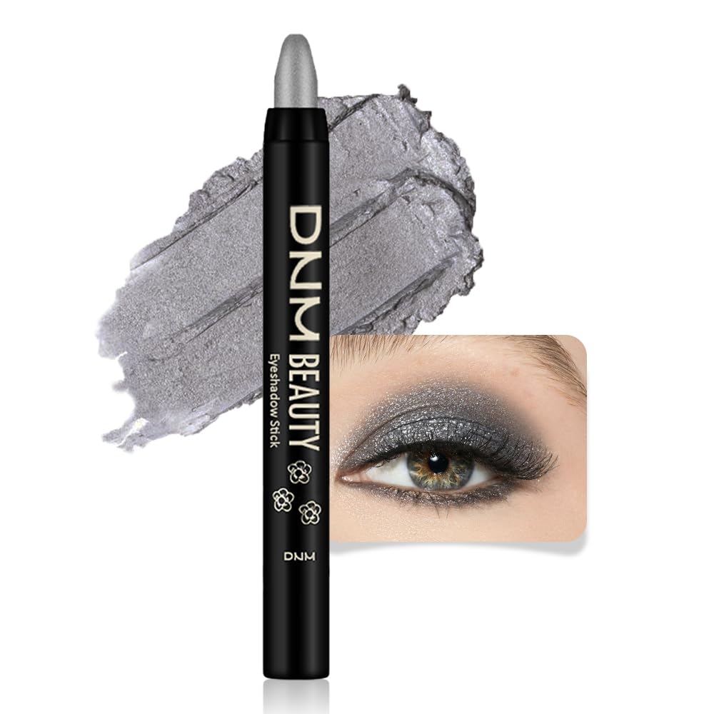 evpct Dazzling Grey Shimmer Cream Eye Shadow Brightener Sticks Set for Eyes, Grey Shimmery Matte Pencil Eye shadow Applicator Stick Pen Palette Makeup Waterproof sombras en crema para ojos 02#