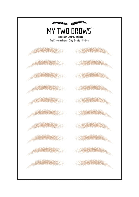 (10 pairs) Dirty Blonde Temporary Eyebrow Tattoo - Medium Size - Waterproof & Smudgeproof - Everyday Brow Style Eyebrow Stickers - Sheet Lasts up to 30 Days - Won't Work on Existing Brows