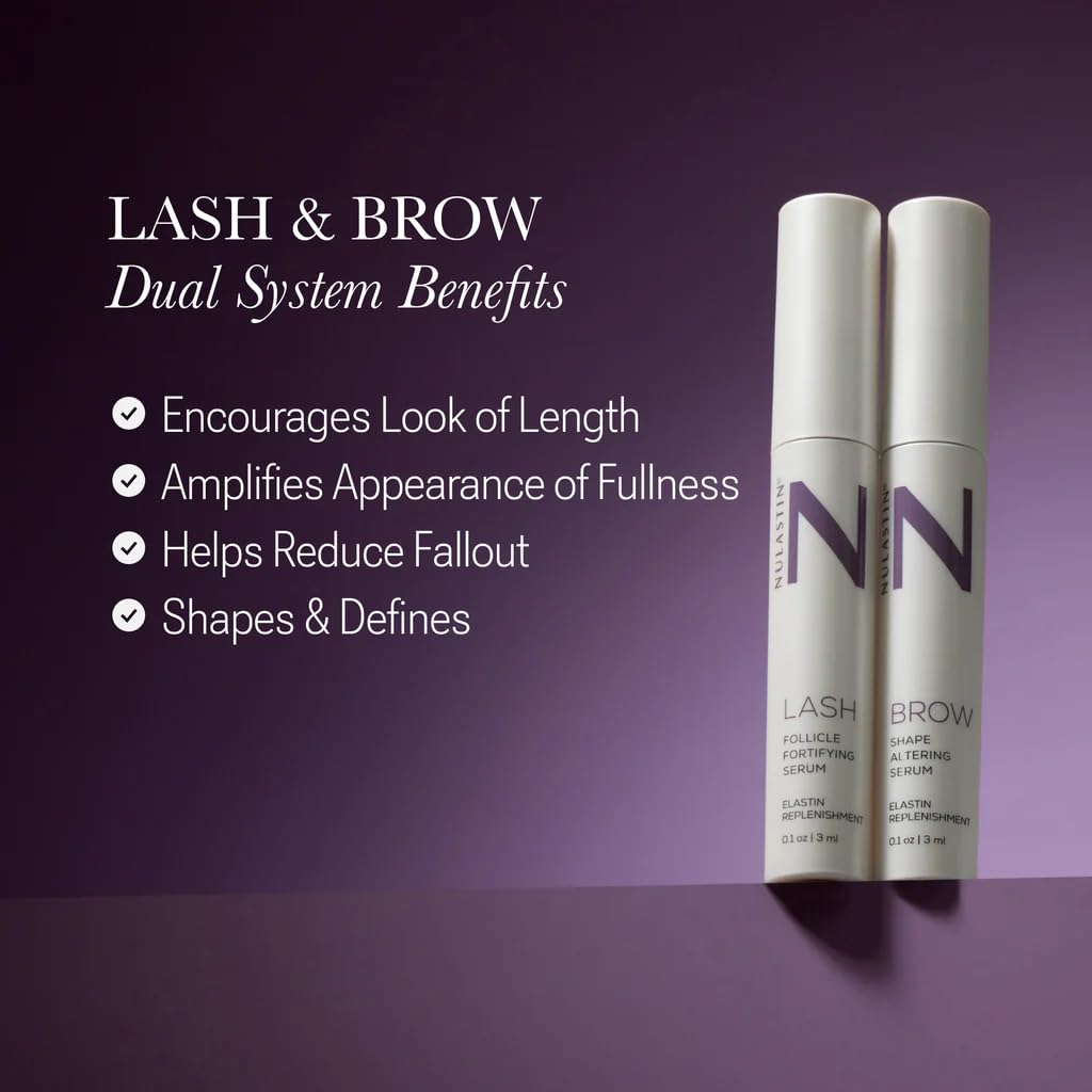 NULASTIN Eyelash Serum & Brow Serum - Lash & Brow Dual System - Eyebrow & Eyelash Enhancing Serums with Keratin & Peptides for Fuller Looking Lashes & Brows (2 Count, 0.1 Fl Oz Each)