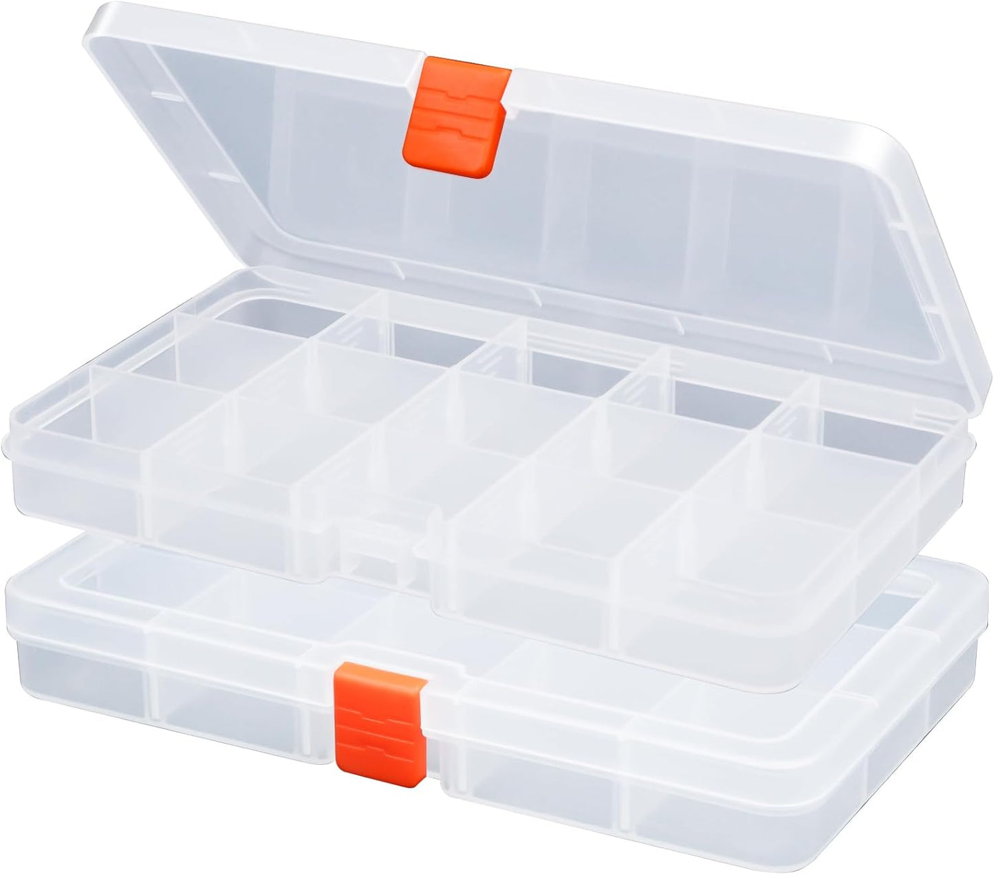 2PACK Extra Thick Bead Organizers, Mini Clear Plastic Storage Box Craft Containers for Nail jewelry rhinestones DIY Supply Case