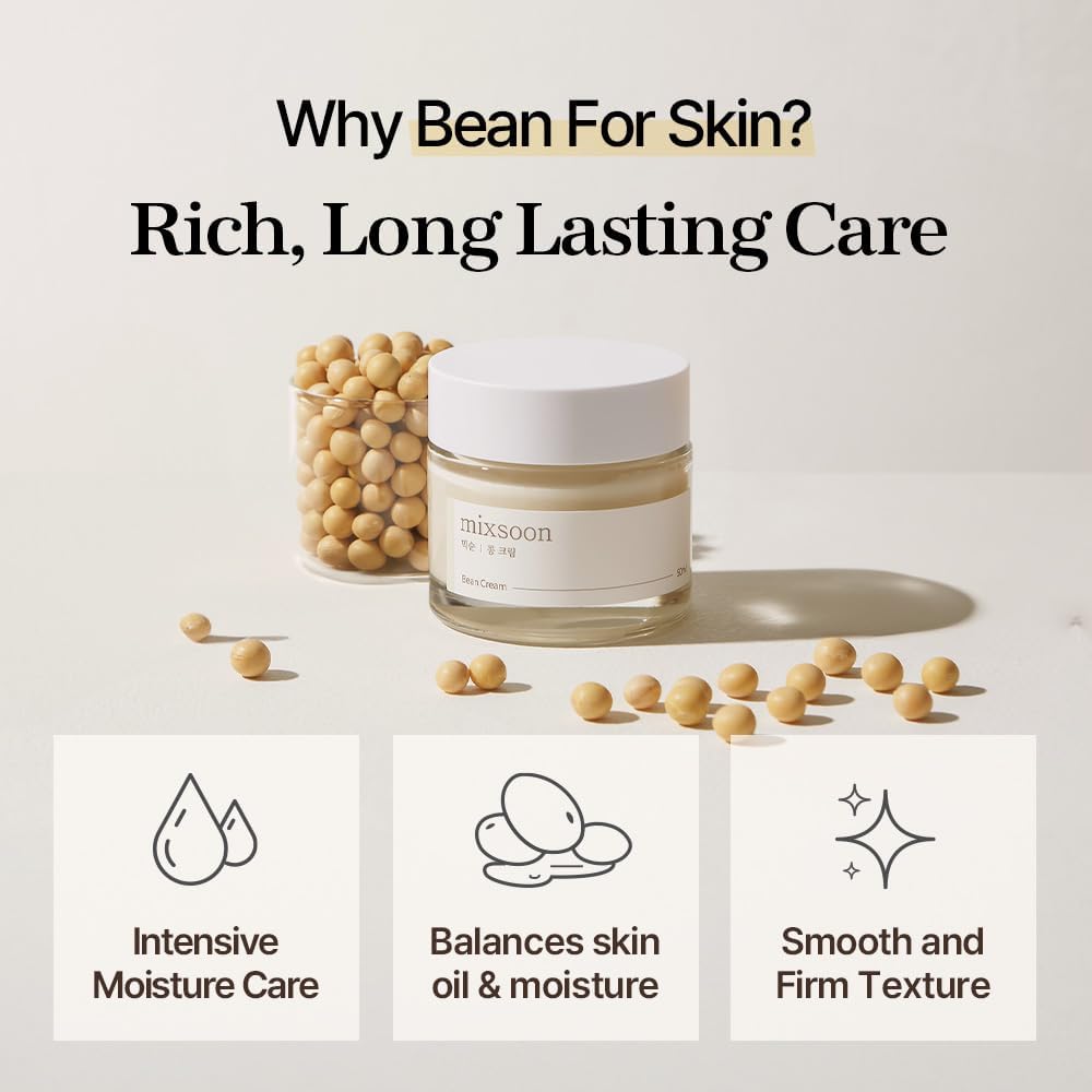 mixsoon Bean Cream - Intensive Moisture Face Cream For Smooth, Nourished Skin, Pore & Sebum Care - Korean Skincare For Glass Skin - Non-sticky (2.19 Fl. Oz / 65ml)