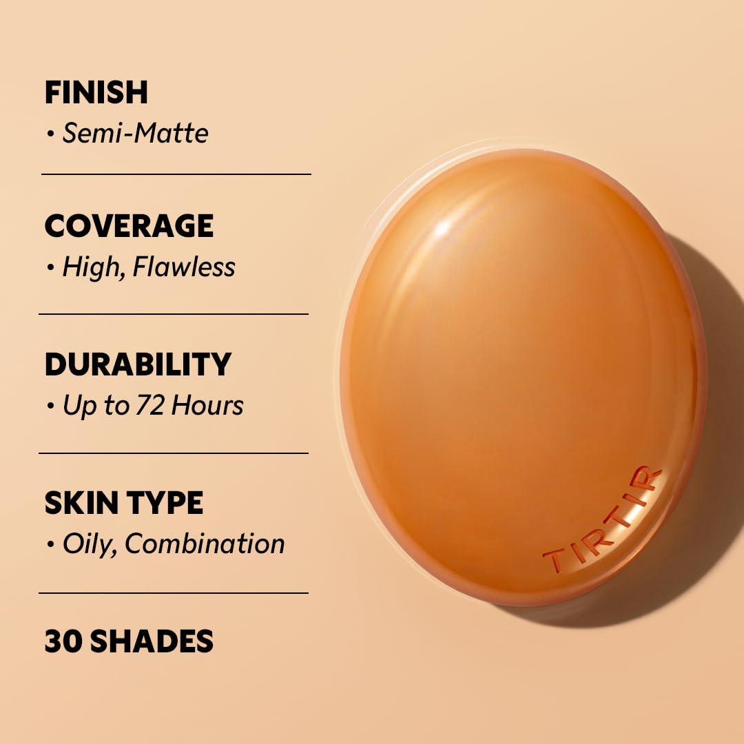 TIRTIR Mask Fit Ai Filter Cushion Foundation | AI-Like Semi-Matte Finish - Up to 72-Hour Medium to Full Coverage Korean BB Cushion Make up Beauty, #51N Fudge, 0.63 Fl Oz
