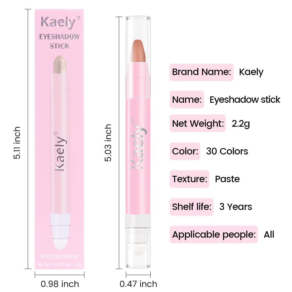 Kaely 2in1 Cream Eye Shadow Brightener Sticks for Eyes, Pencil Eyeshadow Applicator Stick Waterproof Pigmented, Eye Shadow Palette Highlighter Makeup, sombras para ojos, 23 Putty Matte