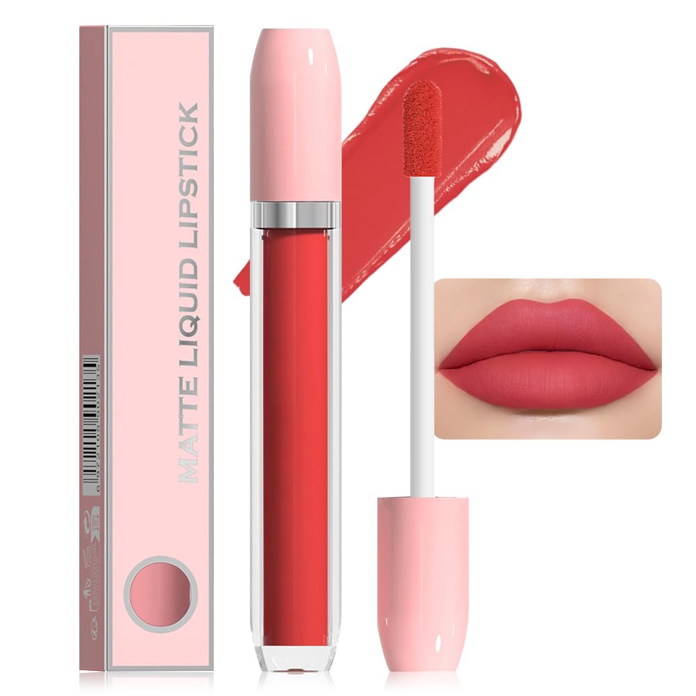 BINGBRUSH Super Matte Longwear No-Budge Stay On Smudge Proof Liquid Lipstick Long Lasting Makeup for Women,Highly Pigmented Color and Instant Shine, Cheeky