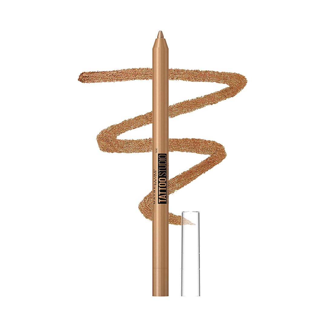 MAYBELLINE New York Tattoo Studio Long-Lasting Sharpenable Eyeliner Makeup Pencil, Glide on Smooth Gel Pigment, 36 Hour Wear, Waterproof Bronze Glitz 0.04 oz