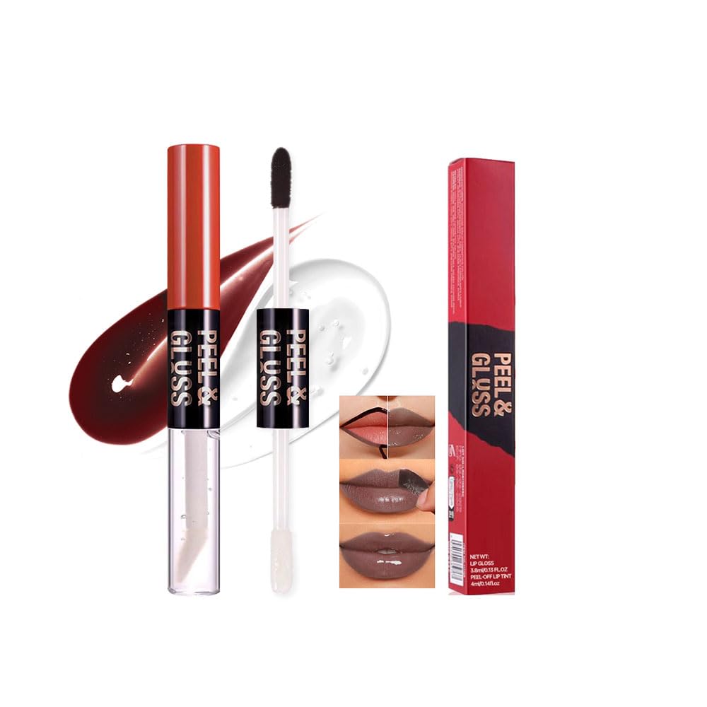 Cool Taupe Peel Off Lip Gloss Masque , Lip Stain Peel Off Tattoo-Peel Off Lip Tint and Lip Oil 2-in-1,Long Lasting Waterproof Transfer-proof Lip Mask Lip Gloss Peel Off Lip Liner,for All Skin Type 06#