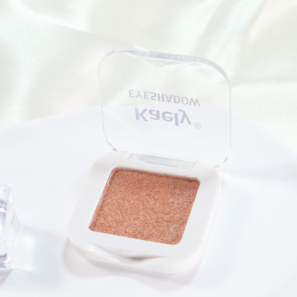 Light Brown Champagne Colored Glitter Eyeshadow – Champagne Copper Shimmer Eye Shadow, Daily Waterproof Long-Lasting Eyeshadow Powder Palette for Women Neutral Eye Makeup sombras para ojos 01