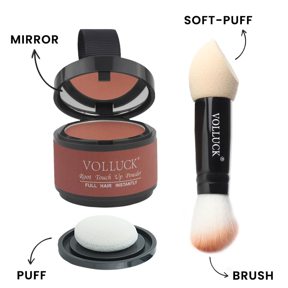 Root Touch Up Hair Powder, Instantly Gray Hair Root Cover Up Hairline Powder, Hair Concealer For Women and Men (A-Red Brown, 2PC)