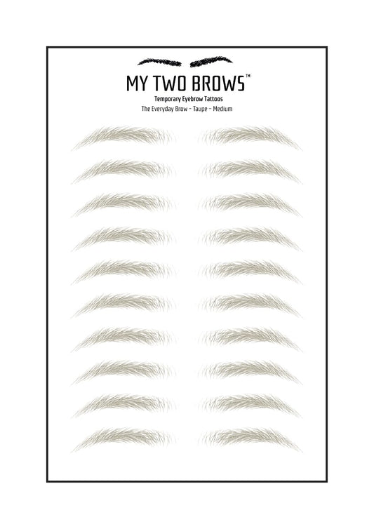 (10 pairs) Taupe Temporary Eyebrow Tattoo - Medium Size - Waterproof & Smudgeproof - Everyday Brow Style Eyebrow Stickers - Sheet Lasts up to 30 Days - Won't Work on Existing Brows