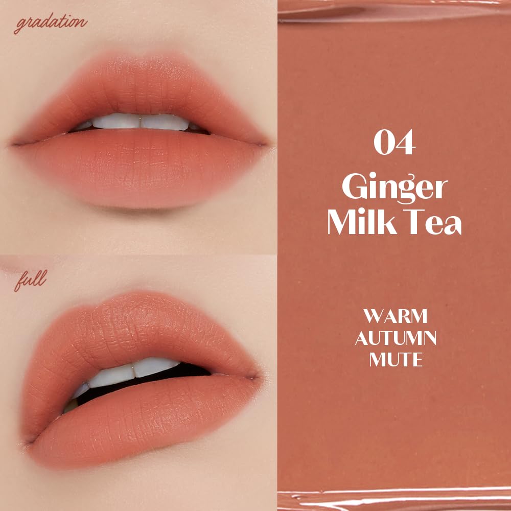 ETUDE Fixing Tint #04 Ginger Milk Tea (4g) | Long Lasting High Pigmented Liquid Lipstick | Waterproof Lightweight Matte Finish Lip Stain | Full Coverage | Korean Makeup, Kbeauty