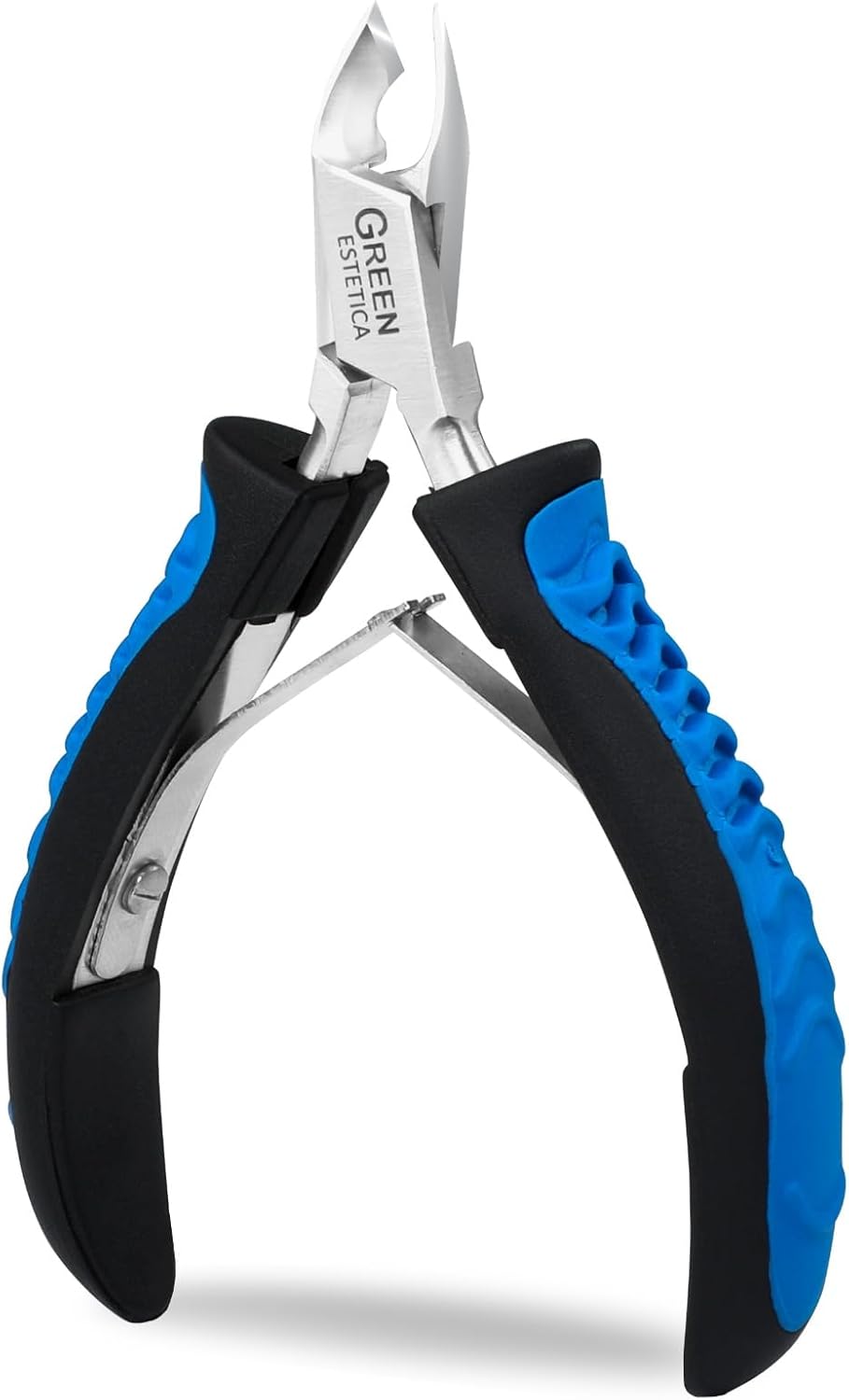 Cuticle Trimmer with Non-Slip Grip Handle Professional Stainless Steel Cuticle Cutter Sharp Blades Double Spring Cuticle Nippers for Nail Care Pedicure Manicure Nail Tools (Blue-Black)