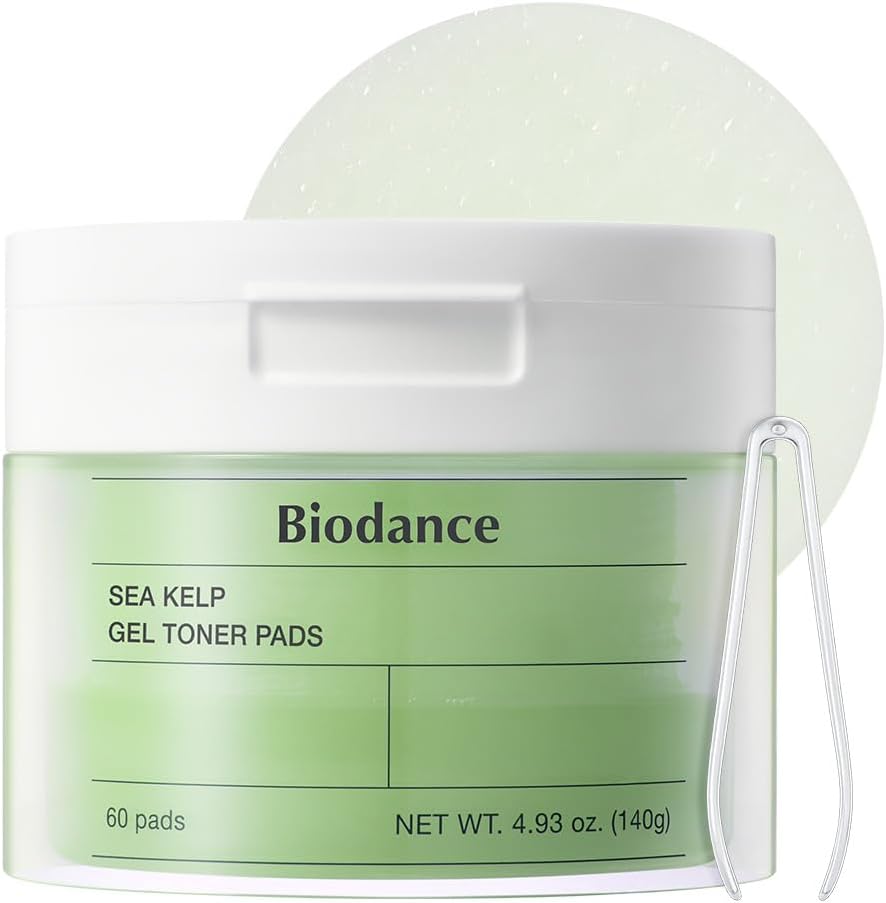 Biodance Sea Kelp Gel Toner Pads, Calming & Soothing for Sensitive Skin, Oil & Sebum Control, Blemish Care, Gentle Exfoliating Toner Pads, Korean Skincareㅣ4.93 fl.oz.(140g)*60Pads