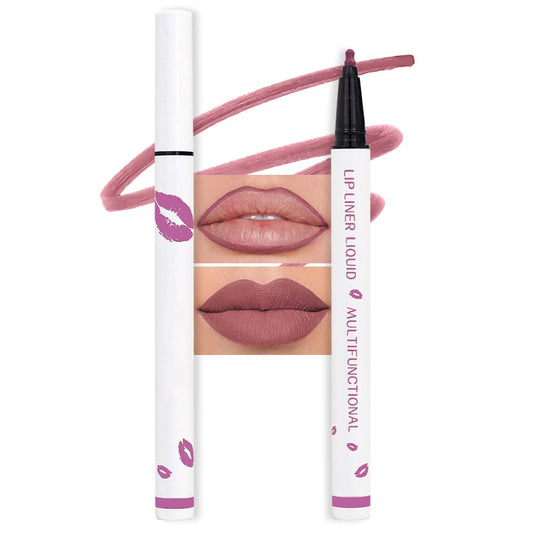 evpct Longwear Liquid Lip Liner Stain Marker Pen Long Lasting Waterproof, Mauve Purple Matte Semi Permanent 24 Hour Lip Liner and Lipstick Combo, Korean Color Stay Lipliner All Day Lips Stain peel off