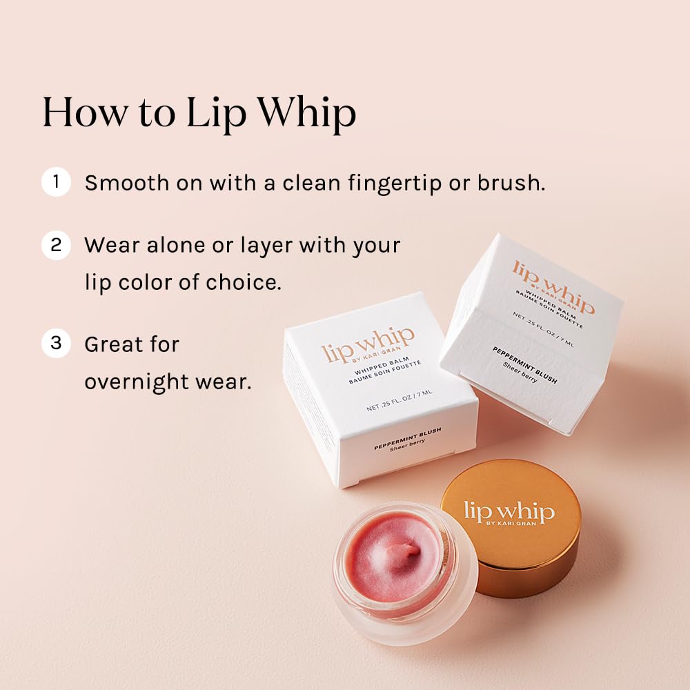 Kari Gran Lip Whip | Moisturizing Lip Balm with Organic Oils | Glossy Sheen + Peppermint | Rich Buttery Texture, Hydrates & Protects | Non-GMO, Organic Ingredients, Made in USA (Naked Peppermint)