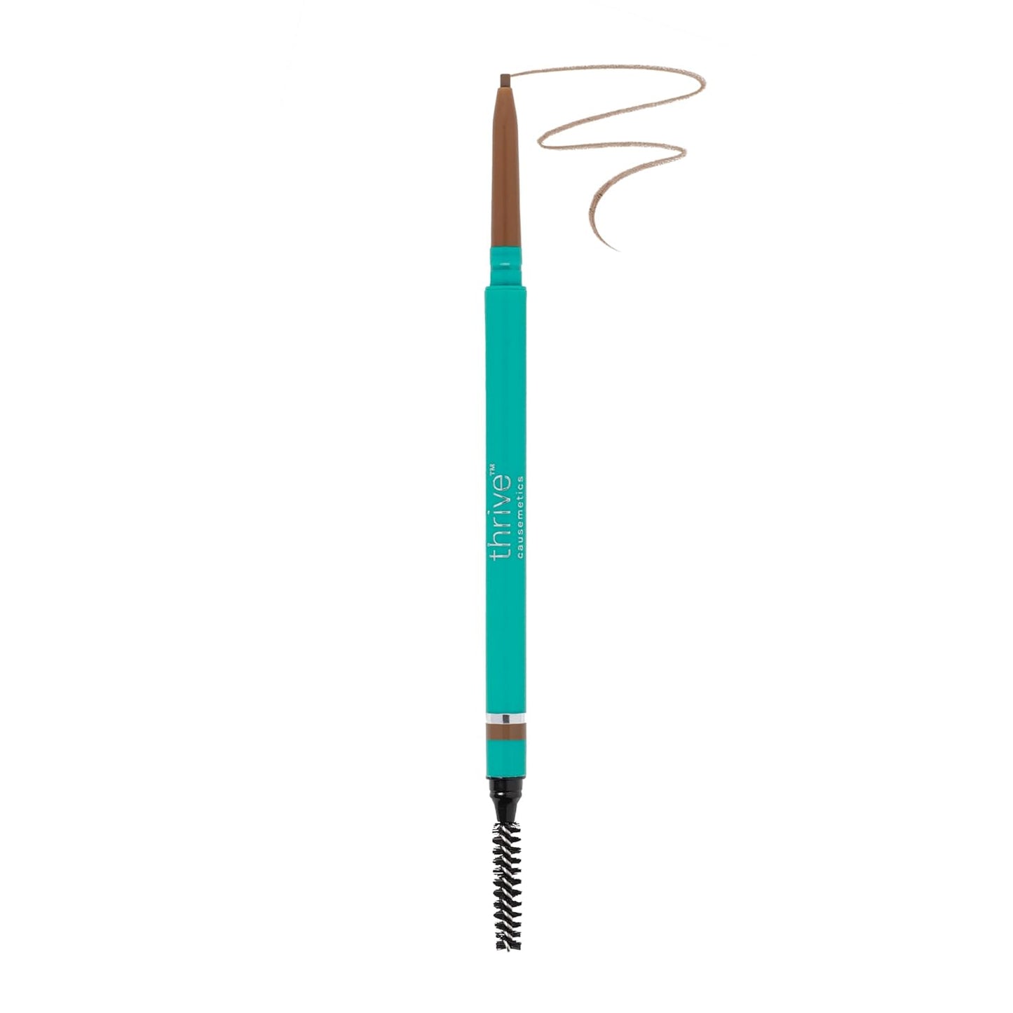 Thrive Causemetics Infinity Waterproof Eyebrow Pencil, Retractable Brow Pencil with Hyaluronic Acid & Shea Butter, Dual Ended Eyebrow Brush Spoolie, Fine Tip, Vegan & Cruelty Free, Blanka (Taupe)