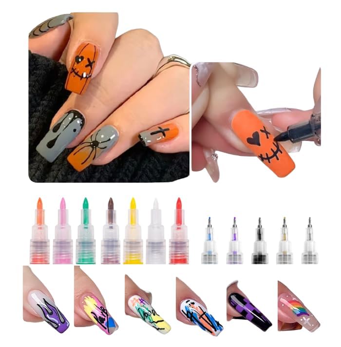 Nail Polish Pen, 1 PCS Nail Art Pen, Nail Pencil, DIY Drawing Painting Pen, for Nails DIY (12colors set A -0.5mm)