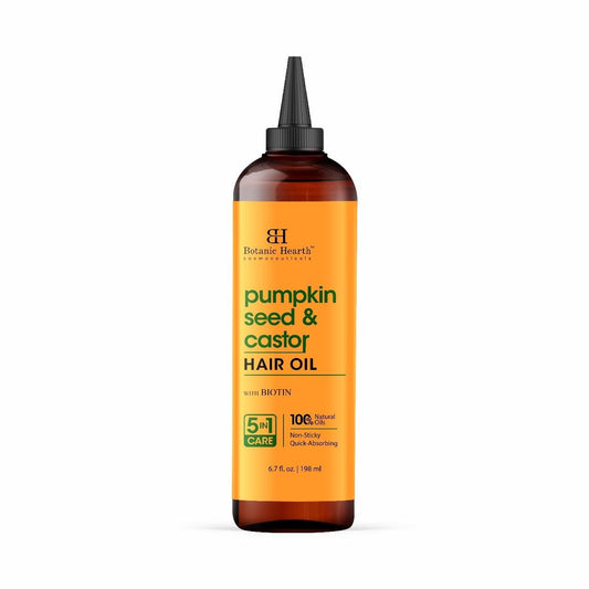 Botanic Hearth 100% Pure Pumpkin Seed Castor Oil For Hair Growth (6.7 fl oz)| Infused with Pumpkin, Castor, Biotin | Hair Oil Repairs Dry Damaged Hair, Strengthening, Healthier Hair- Hair Tonic