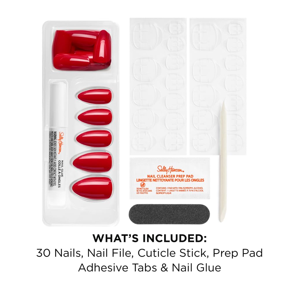 Sally Hansen Instant Cuticle Remover and Salon Effects ASAP Apple Press On Nails Kit, Nail Treatment and Manicure Set
