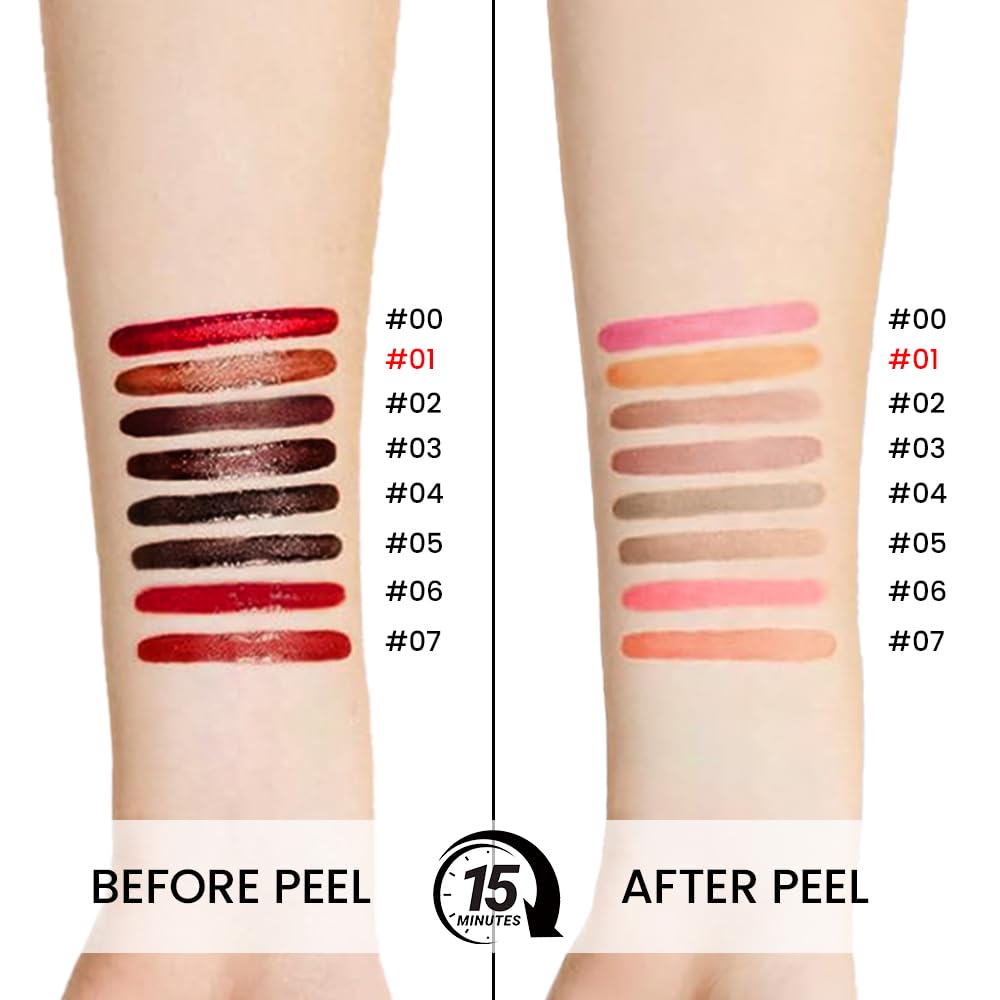 Matte Liquid Lip Stain Peel Off Lip Liner Tattoo -Warm Camel, Waterproof Smudge-Proof Lip Gloss, Long-Lasting Non-Stick Cup Formula, Natural Peel Off Design for All Skin Types #01