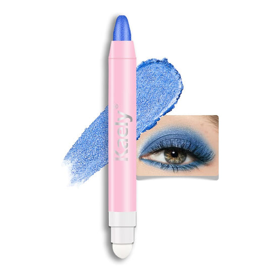 Kaely 2in1 Cream Eye Shadow Brightener Sticks for Eyes, Pencil Eyeshadow Applicator Stick Waterproof Pigmented, Eye Shadow Palette Highlighter Makeup, sombras para ojos, 13 Royal Blue Shimmer