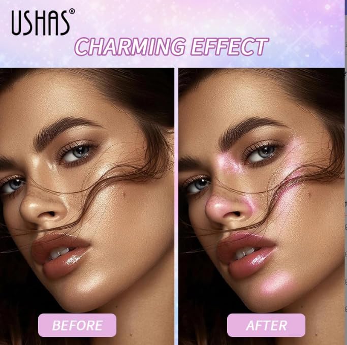 USHAS Body Glitter Spray 3.72 fl.oz - Temporary Body Shimmer Spray for Face, Hair, Clothing, Long Lasting Quick-Drying Shiny for Music Festival Rave (02)