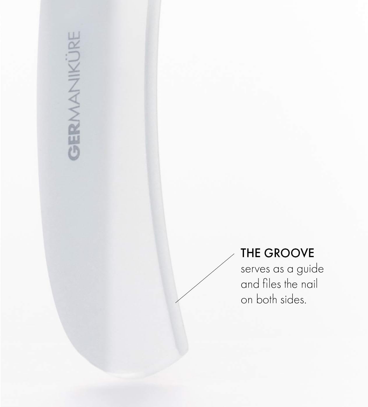 GERMANIKURE Gray Crystal Glass Nail File Set in Light Blue Leather Case – Handmade in Czech Republic – Professional Manicure & Pedicure Supplies – Glass Cuticle Stick, Pusher, Moon File