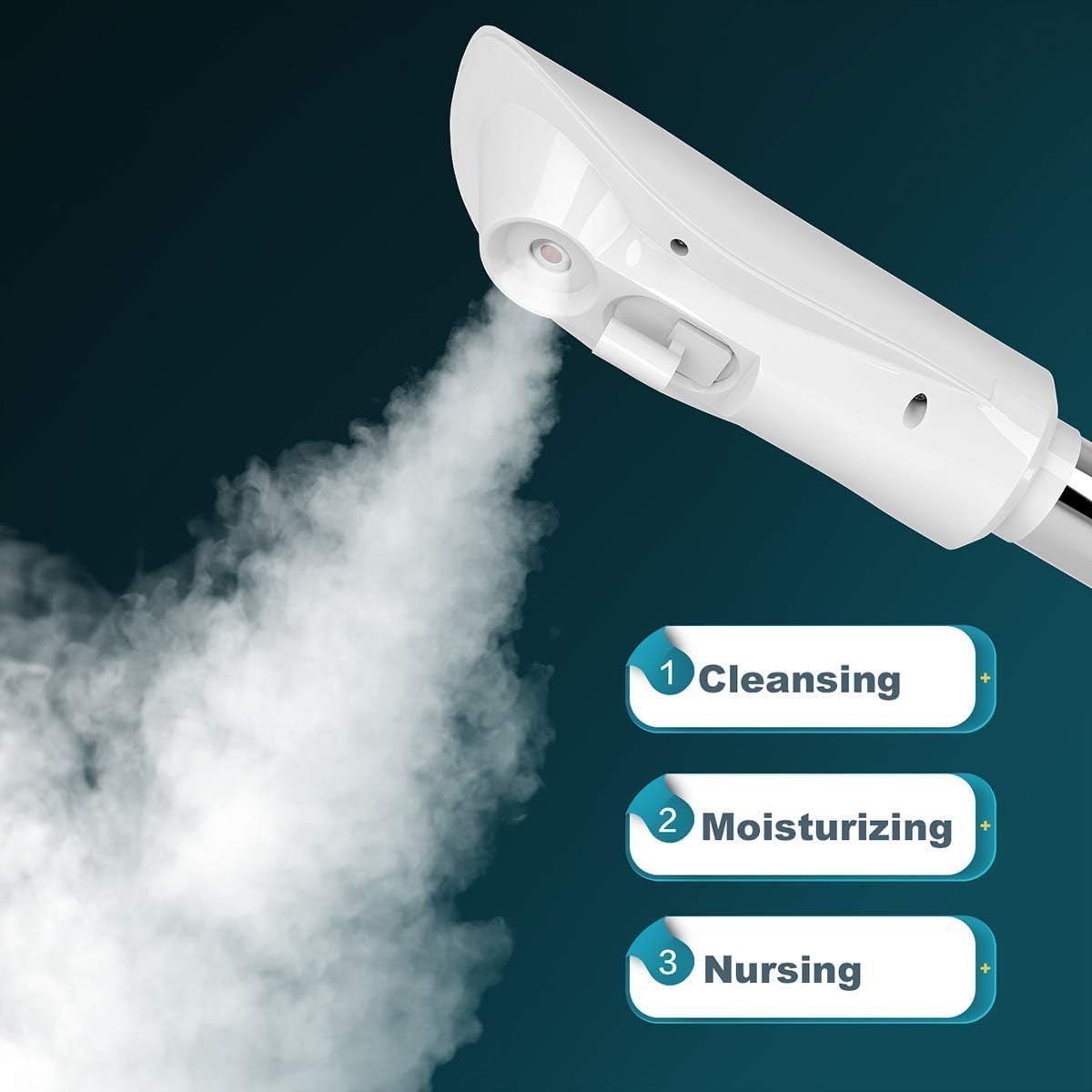 Professional Facial Steamer, Hot Mist, Ozone Humidifier, Can Use at Home and Beauty Salon, Extract Blackheads, Rejuvenate and Hydrate Your Face Skin for Youthful Complexion (Button)